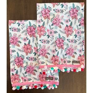 Matilda Jane Kitchen Towel Set of 2 Baking Sweet Pie 100% Cotton Pom Pom Floral